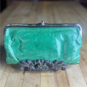 HOBO Lauren Vibrant Green Leather Clutch